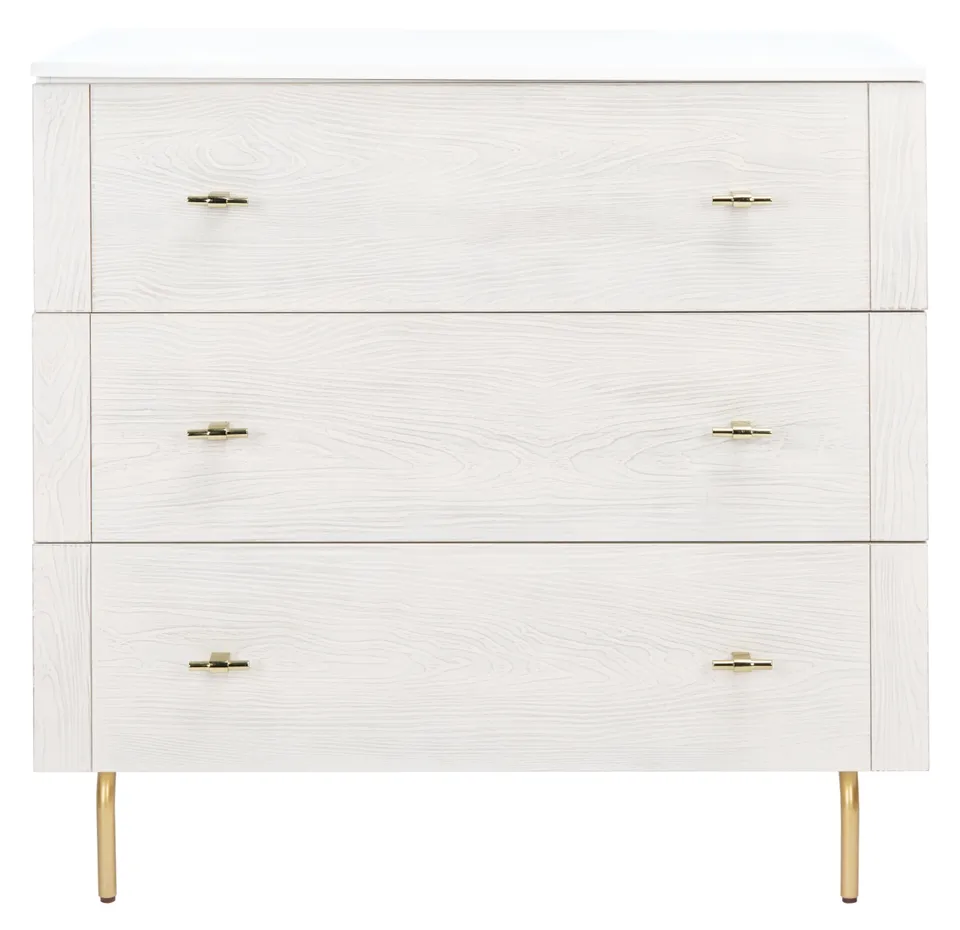 Genevieve 3 Drawer Dresser - White / White Washed