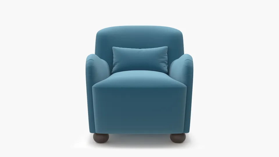 Club Chair, French Performance Plush Velvet, Espresso Bun Foot