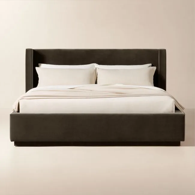Russell Mink Faux Mohair Upholstered King Storage Bed