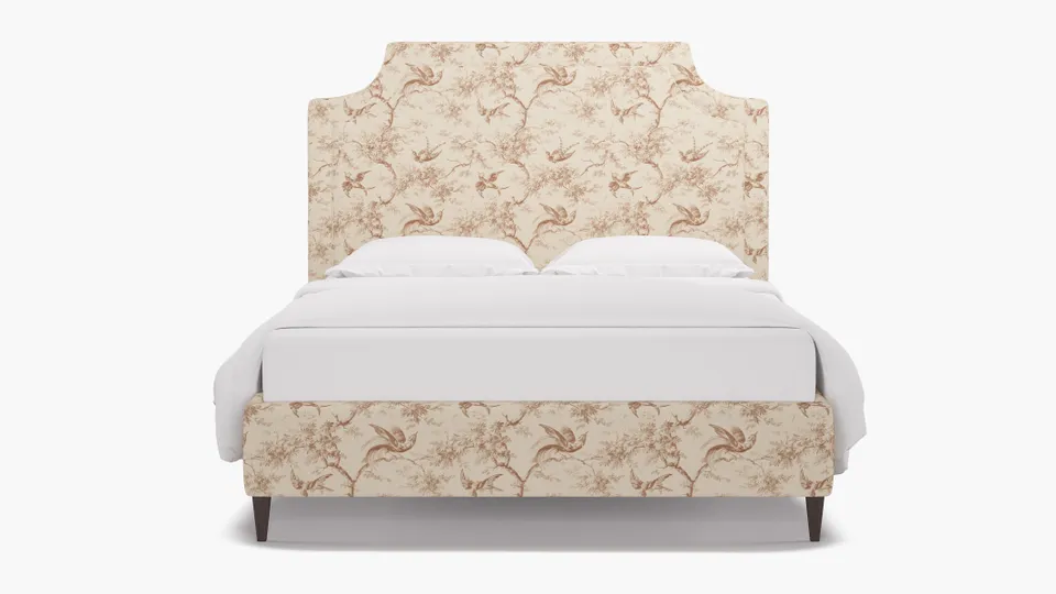 Deco Bed, Terracotta Swallows, Espresso Square Tapered Leg, Twin