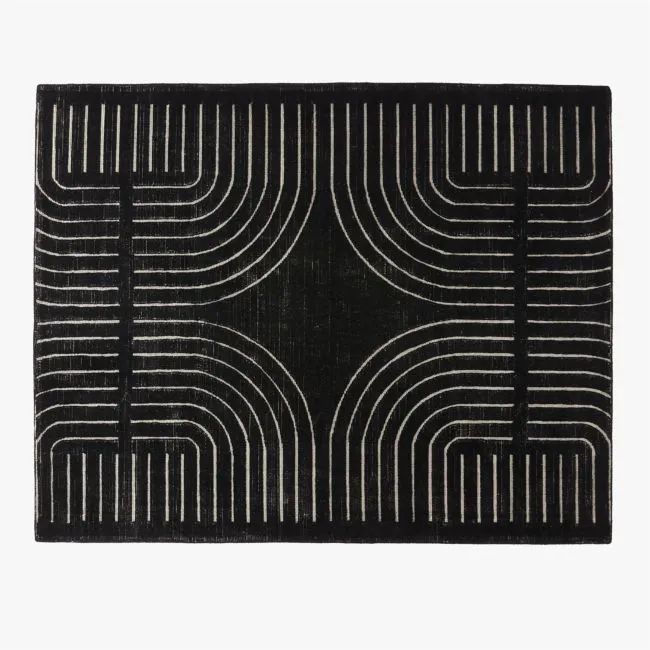 Asti Hand-Tufted Black and White New Zealand Wool Area Rug 8'x10'