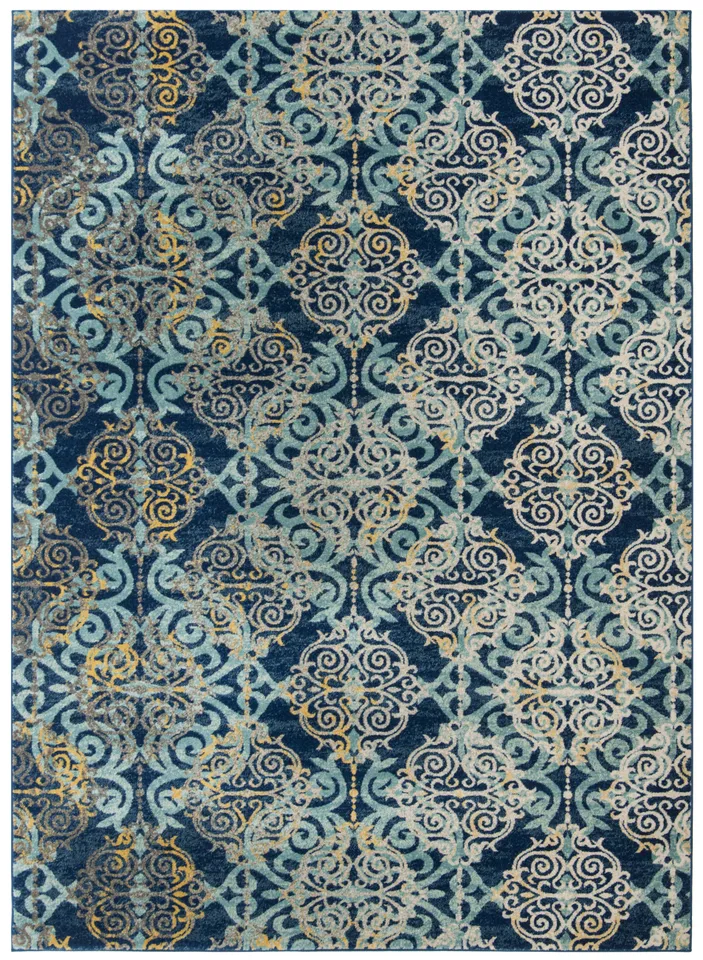 Arlo Home Woven Area Rug, EVK230A, Royal/Light Blue,  6' 7" X 9'