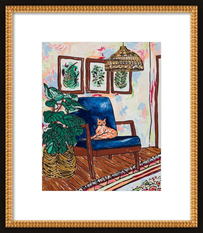 Ginger Cat in Mid Century Chair by Lara Lee Meintjes for Artfully Walls