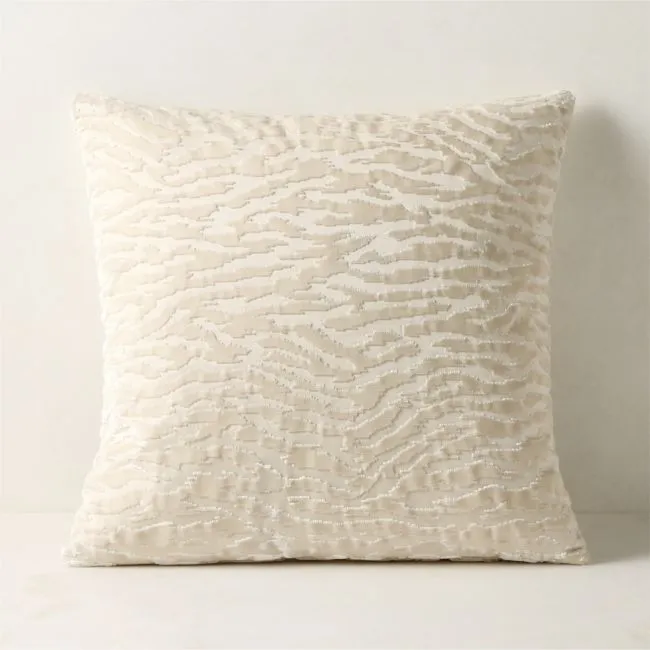 Tigris Warm White Cotton and Viscose Throw Pillow Cover 20"x20"