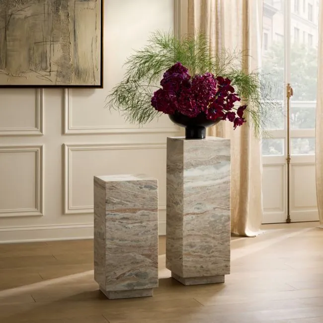 Enyo 2-Piece Torrento Grey Marble Pedestal Table Set