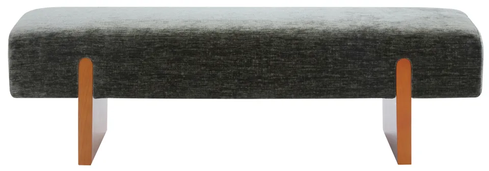 Kandiss Linen Bench - Dark Green / Brown