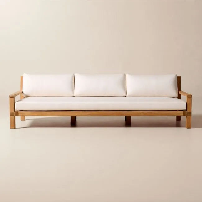 Oakley 100" Teak Outdoor Sofa With Ivory Sunbrella® Cushions