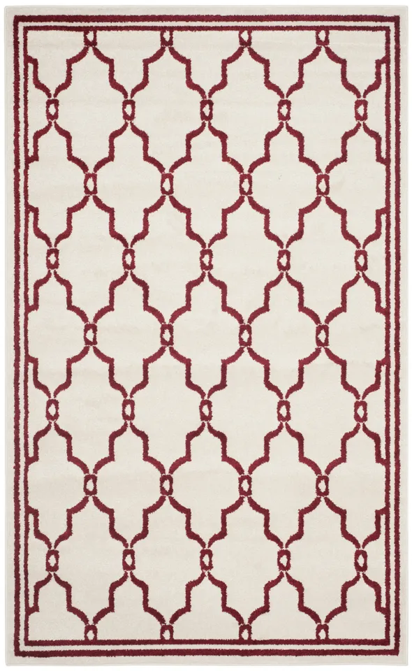 Arlo Home Indoor/Outdoor Woven Area Rug, AMT414H, Ivory/Red,  5' X 8'
