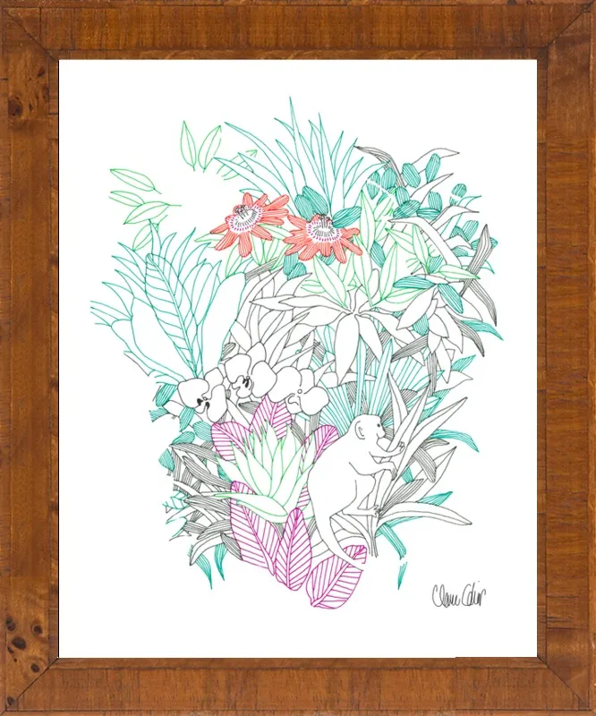 Passionflowers, orchids and the squirrel monkey  by Claire Colin for Artfully Walls