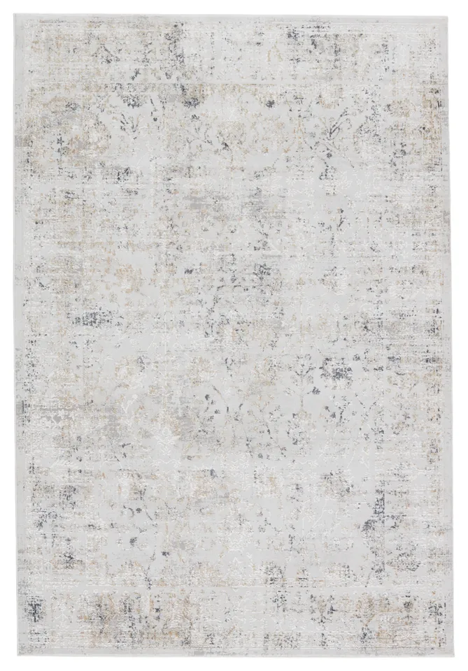 Vida Abstract Light Gray/ Gold Area Rug (3'11"X5'11")