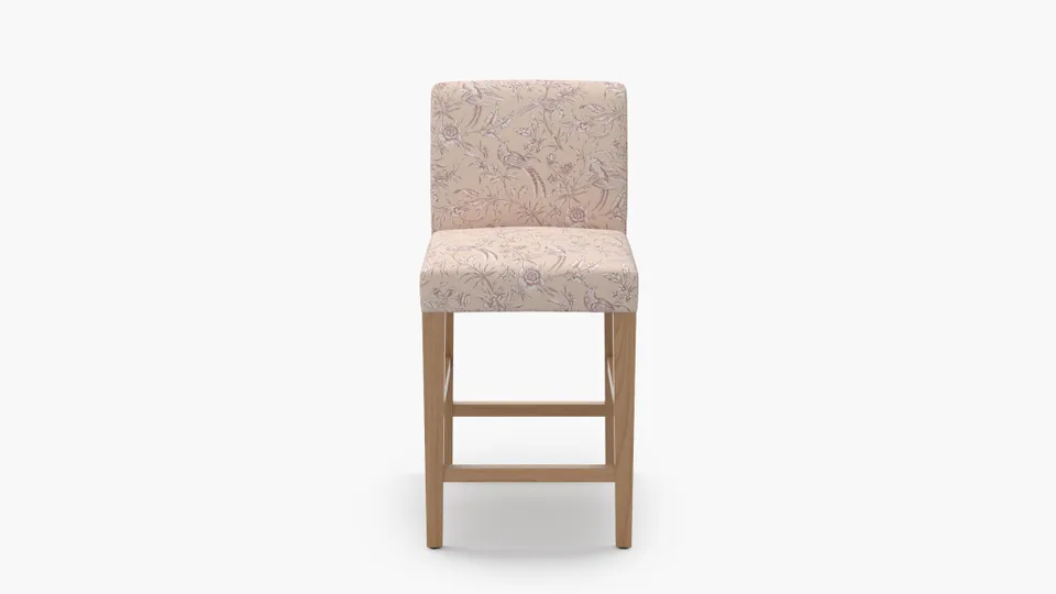Signature Dining Counter Stool, Blush Aviary, Natural Square Tapered Leg