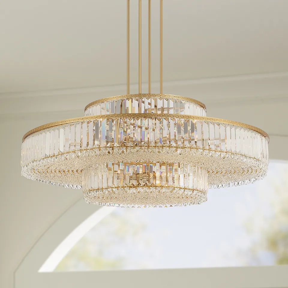 Possini Euro Ella 39 3/4"W Soft Gold Clear Crystal Pendant Chandelier