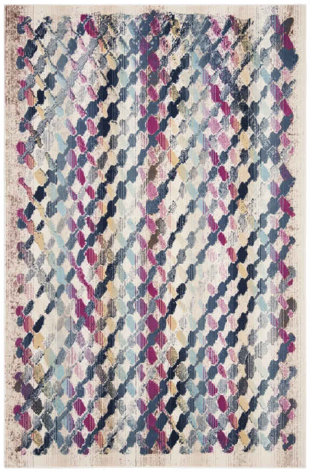 Arlo Home Woven Area Rug, RAD132B, Cream/Magenta,  6' 7" X 9' 2"