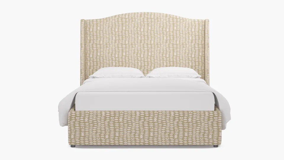 Curved Wingback Bed, Sand Odalisque, Queen