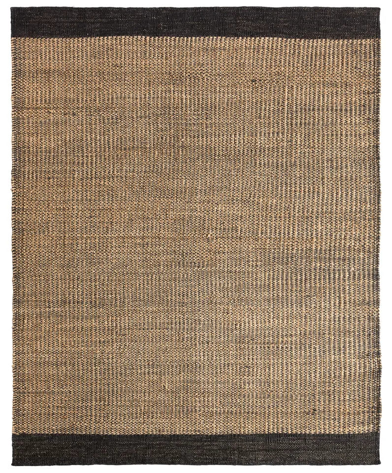 Kion SOS03 Handwoven Border Black/Tan Area Rug (8'6"X11'6")