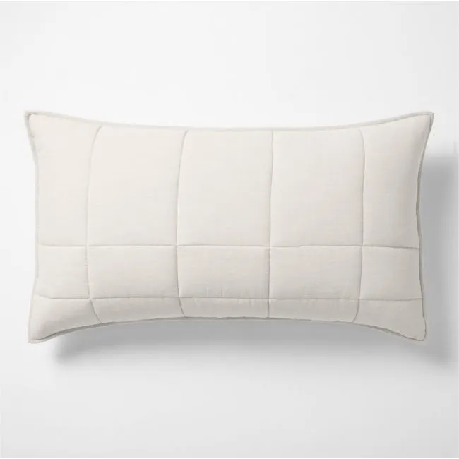 Organic Cotton Heathered Grey Grid King Bed Pillow Sham