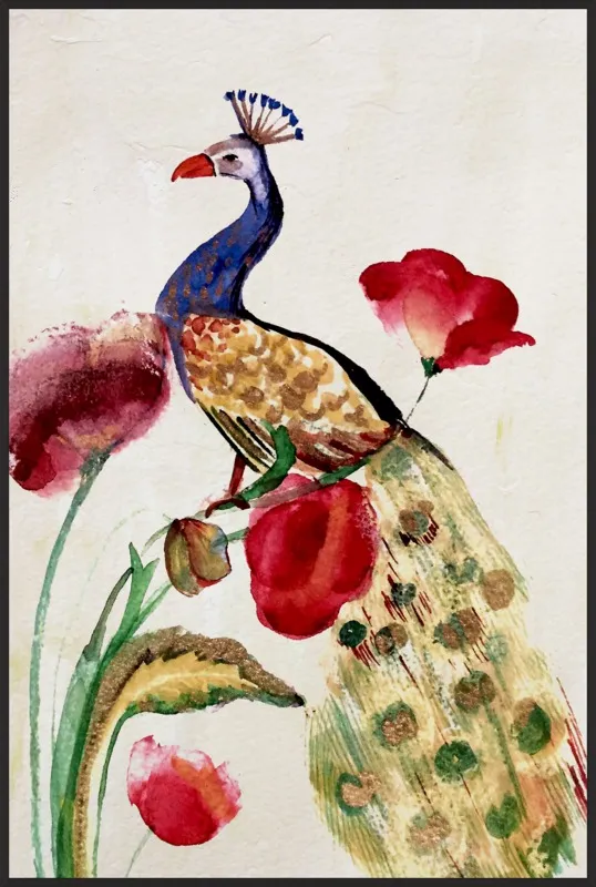 blue gold peacock by Ruti Shaashua for Artfully Walls