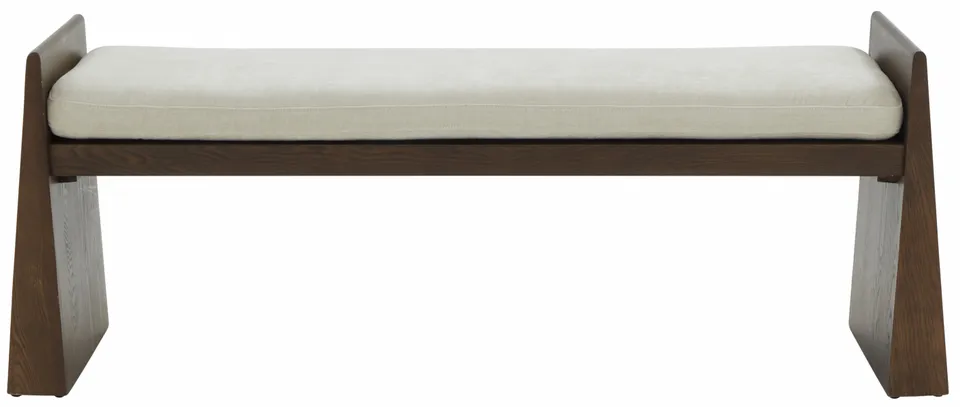 Blanchette Wood Bench - Cream/Walnut