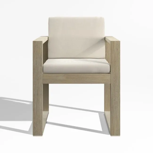 Mallorca Wood Outdoor Dining Armchair with Ivory Cushions