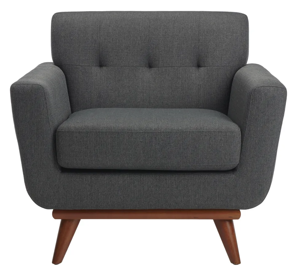 Safavieh Couture Opal Linen Tufted Arm Chair, Slate / Grey