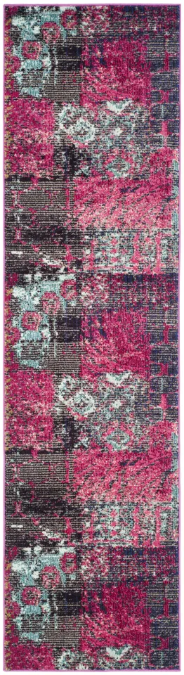 Arlo Home Woven Area Rug, MNC210D, Pink/Multi,  2' 2" X 8'