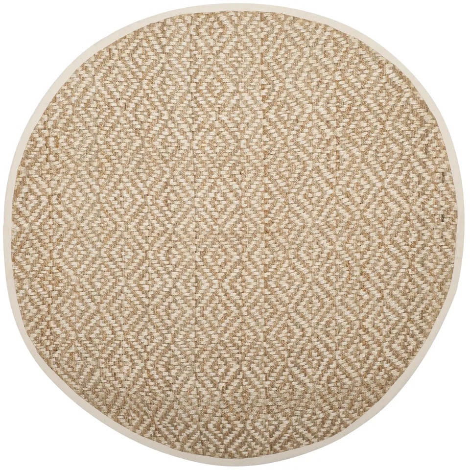 Arlo Home Hand Woven Area Rug, NF261A, Ivory/Natural,  4' X 4' Round