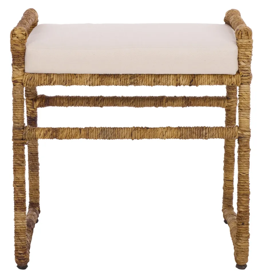 Iveliz Ottoman With Cushion - Dark Natural / White