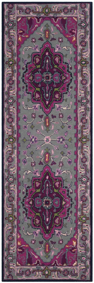 Arlo Home Hand Tufted Area Rug, BLG541B, Grey/Pink,  2' 3" X 7'