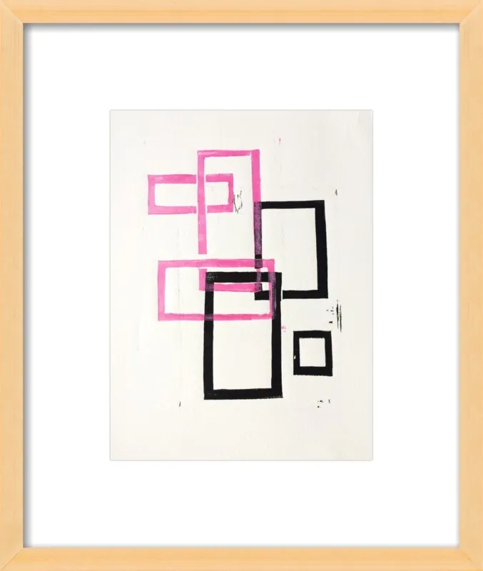 Pink and Black Geometric Squares x2 by Stacy Rajab for Artfully Walls