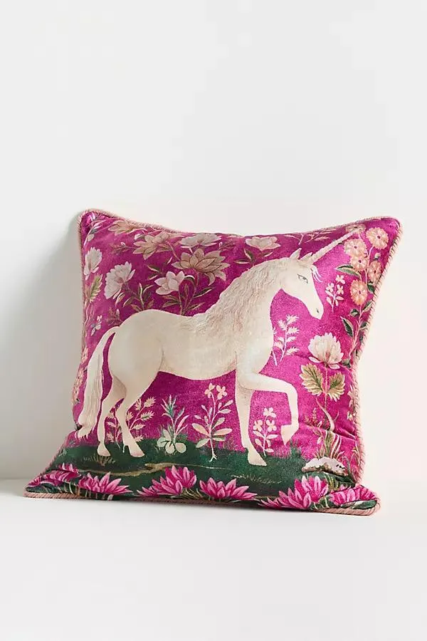 Winter Millefluers Printed Velvet Pillow
