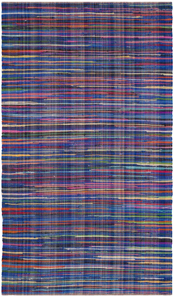 Arlo Home Hand Woven Area Rug, RAR240B, Blue/Multi,  6' X 9'