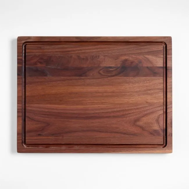 Crate & Barrel Reversible Walnut Wood Cutting Board 20"x15"x1.25"
