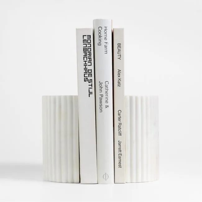 Jolie White Marble Bookends, Set of 2