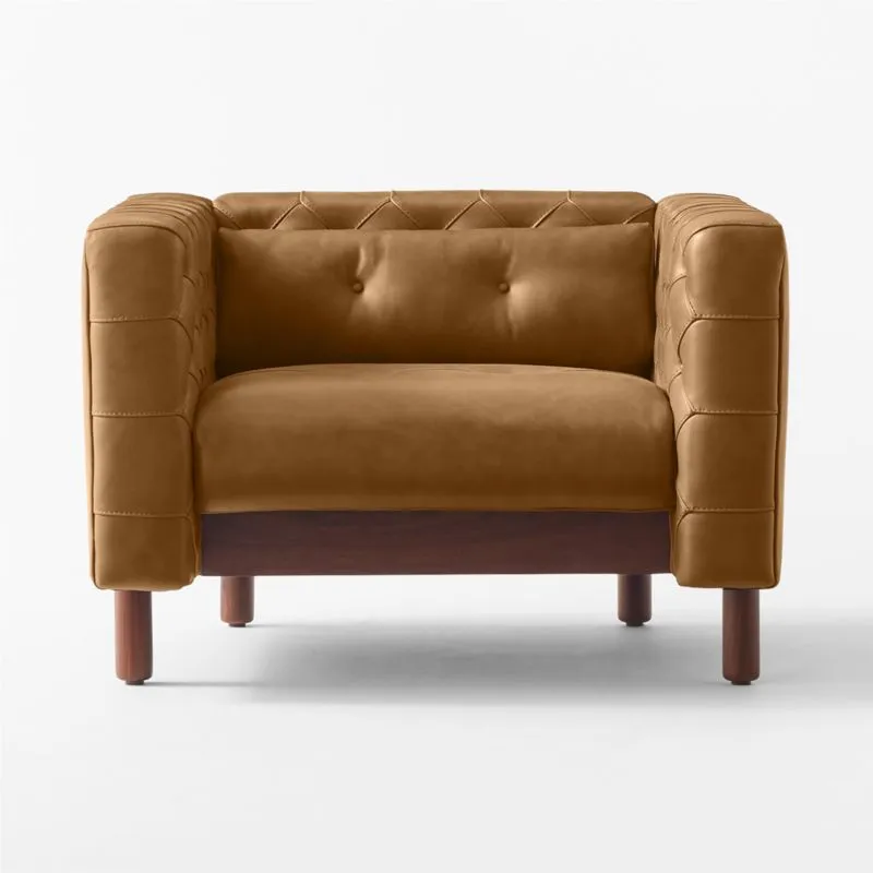 Marconi Tufted Saddle Leather Accent Chair by Gianfranco Frattini