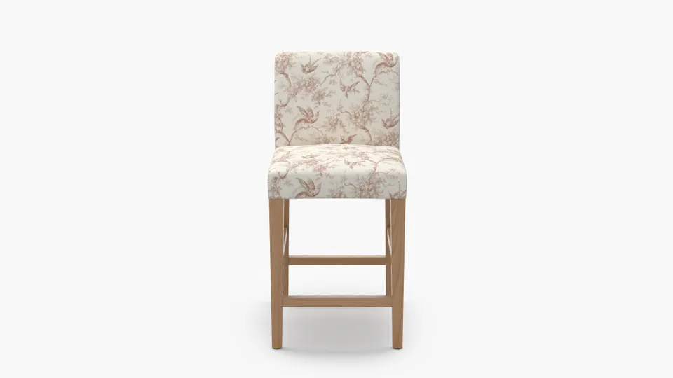 Signature Dining Counter Stool, Terracotta Swallows, Natural Square Tapered Leg