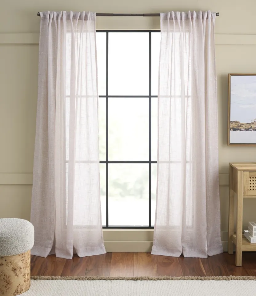 Nila Floral Window Panels 52x84", Set of 2 - Biscuit / White