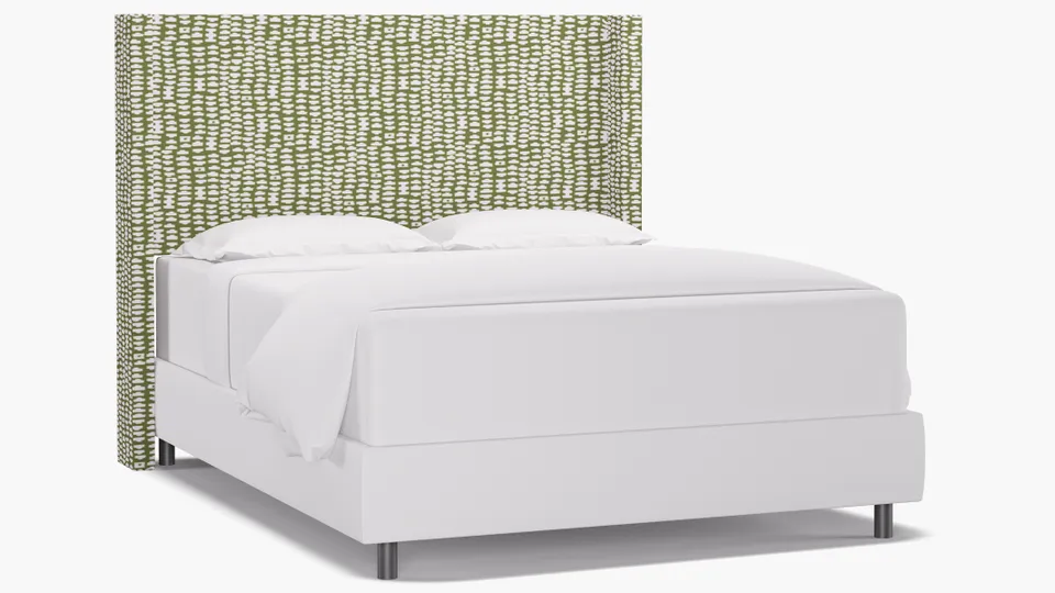Modern Wingback Headboard, Olive Odalisque, Queen