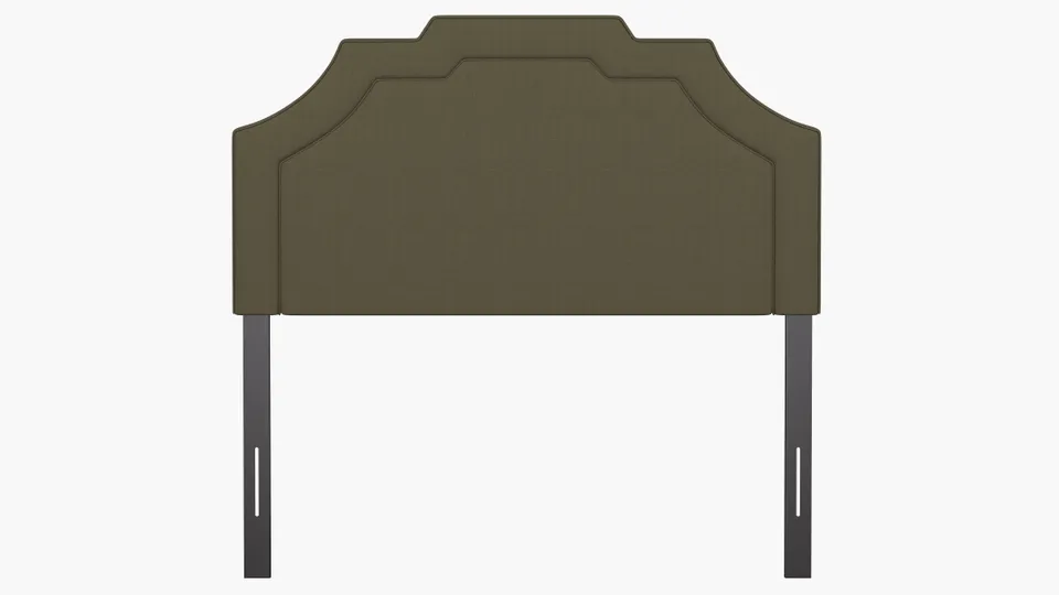 Art Deco Headboard, Olive Everyday Linen, Full