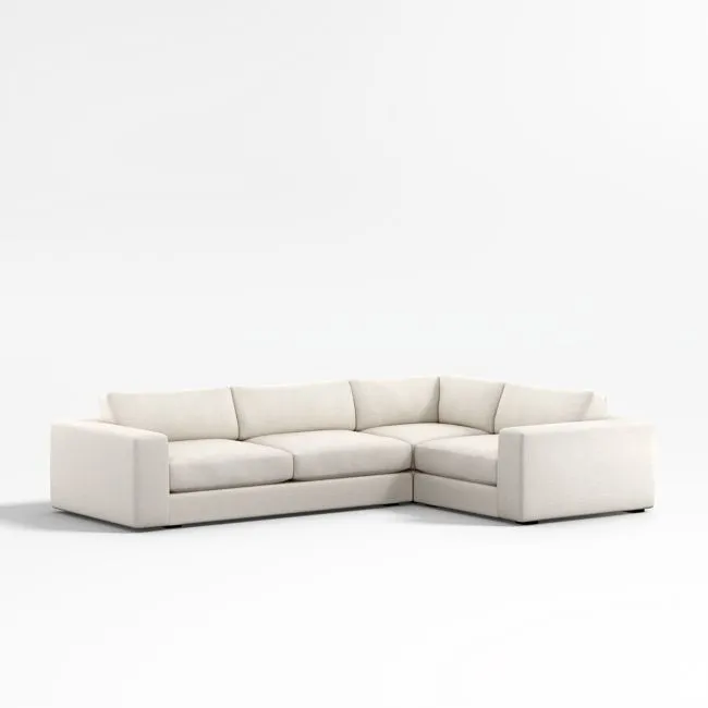 Oceanside Deep Low 3-Piece L-Shaped Sectional Sofa