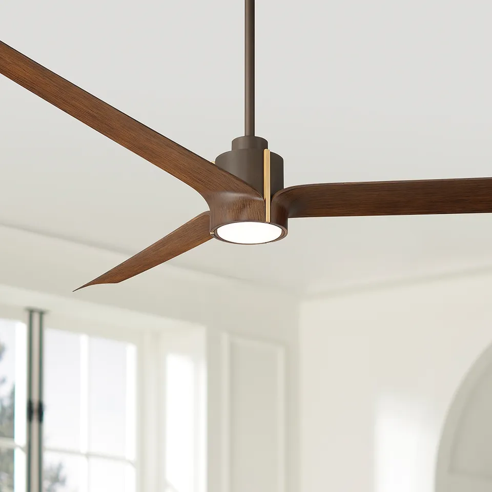 60" Casa Vieja Aero Bronze and Dark Walnut LED Ceiling Fan with Remote