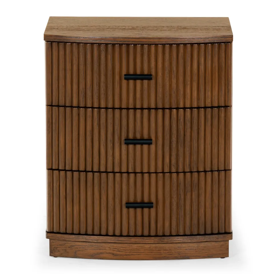 Shelbie 3 Drawer Nightstand - Medium Oak/Black