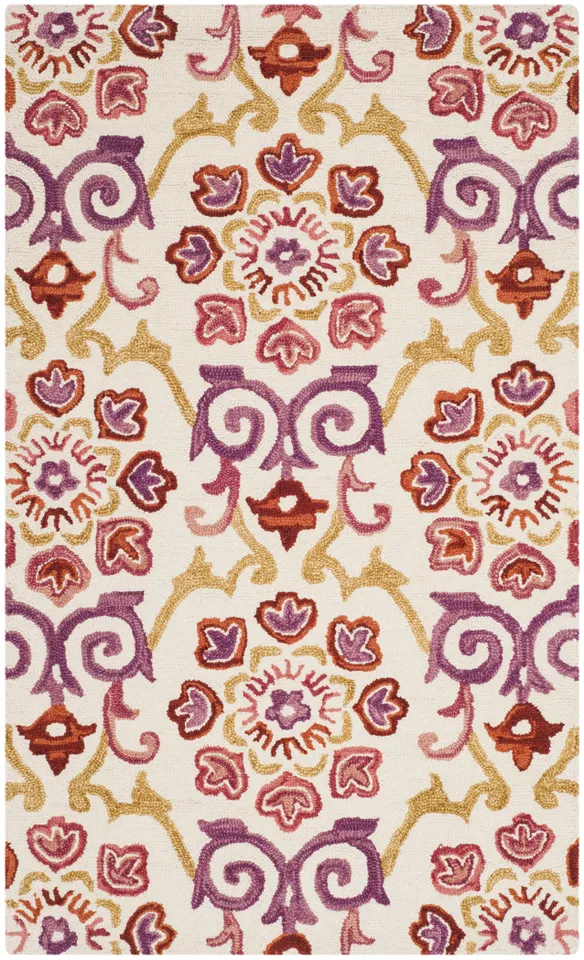 Arlo Home Hand Hooked Area Rug, SZN377A, Ivory/Rust,  3' X 5'