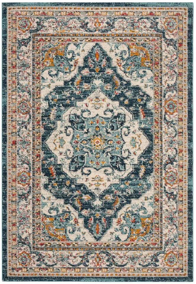 Arlo Home Woven Area Rug, PHX154M, Ivory/Blue,  4' X 6'