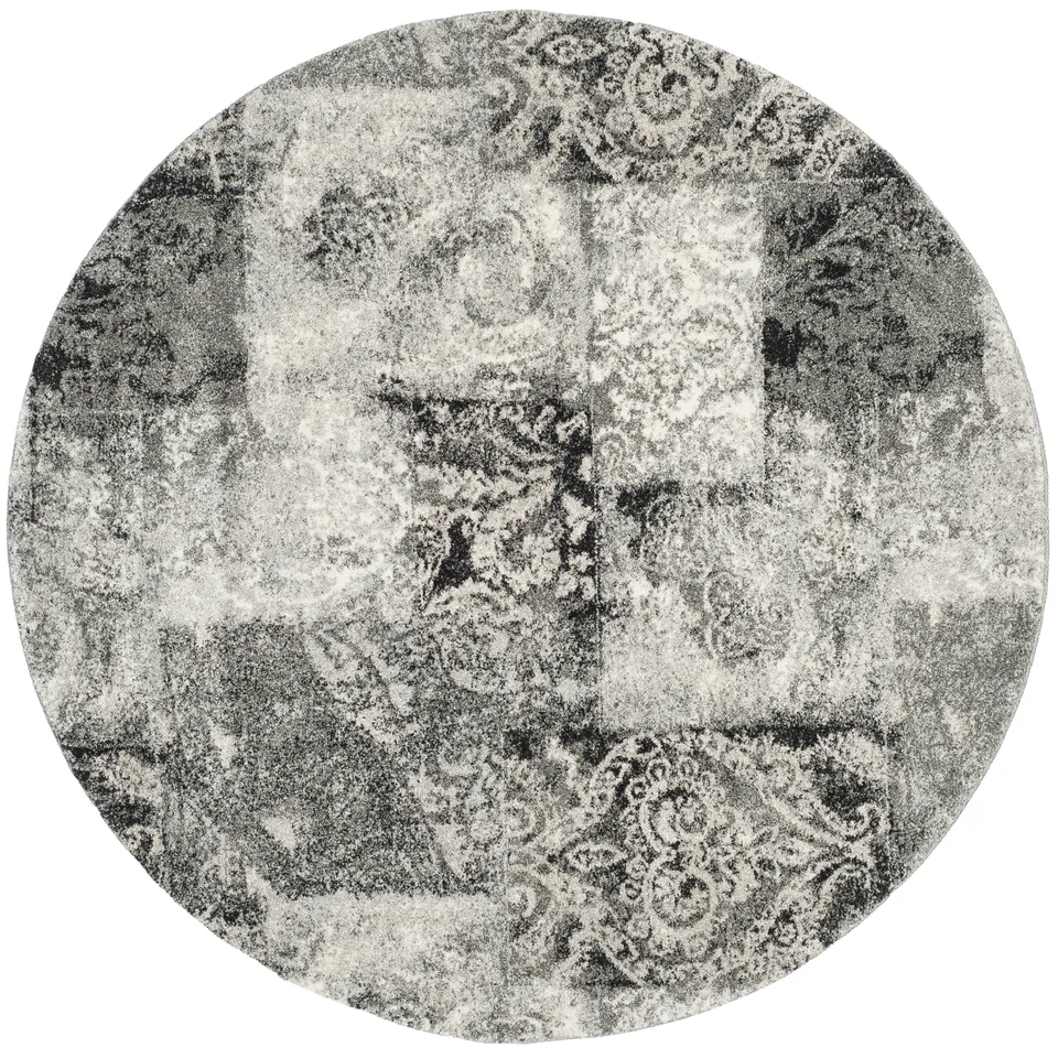 Arlo Home Woven Area Rug, RET2137-1180, Cream/Grey,  6' X 6' Round