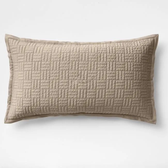 Serene Washed Organic Cotton Sateen Classic Stitch Clay Taupe King Bed Pillow Sham