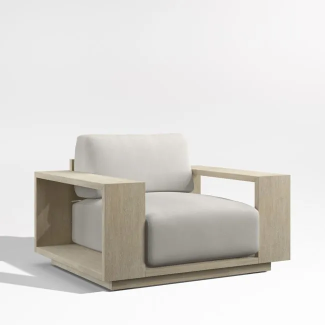 Mallorca Wood Outdoor Lounge Chair with Cast Silver Sunbrella ® Cushions