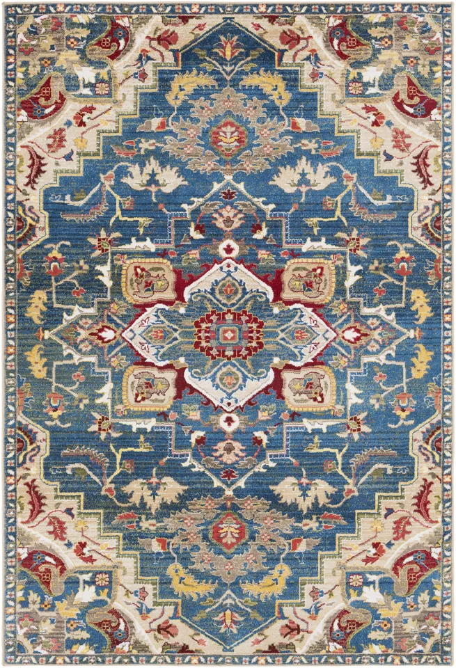 Crafty Blue Indoor 2'7" x 4'11" Machine Woven Rug