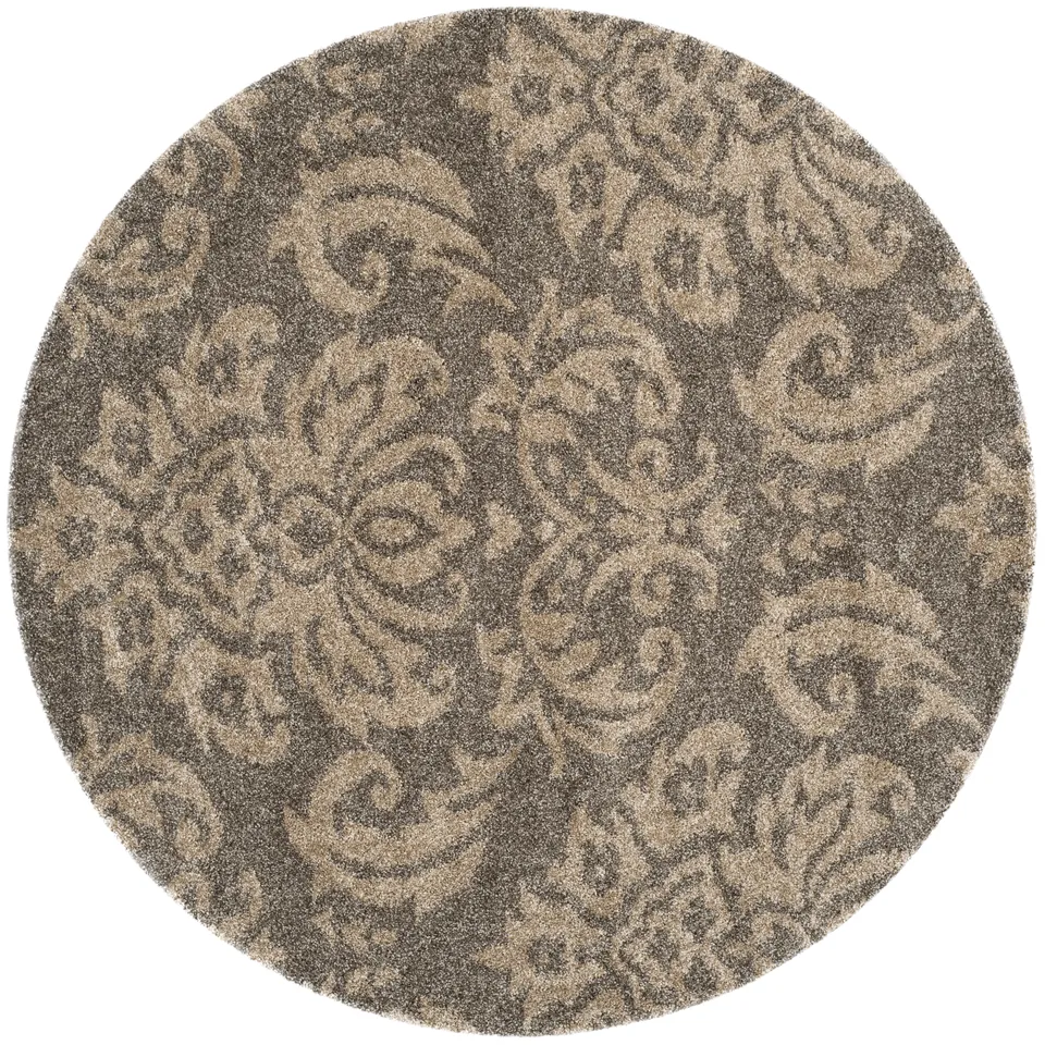 Arlo Home Woven Area Rug, SG460-7913, Smoke/Beige,  6' 7" X 6' 7" Round