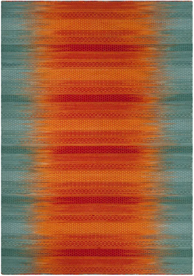 Arlo Home Hand Woven Area Rug, KLM821A, Teal/Red,  5' X 8'