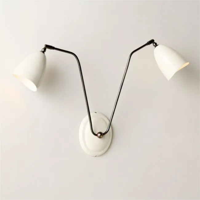 Forna 2-Light White Enamel Wall Sconce Set of 2